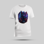 Sky Blue Wolf Graphic Round Neck T-shirt - Bold Blue Wolf with Sunglasses Print