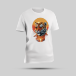 Sky Blue Round Neck T-shirt – Bold Tiger with Sunglasses Graphic