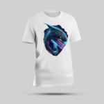 Blue Alien Cyborg Bold Print White Round Neck T-Shirt
