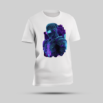 Bold Blue Cyborg in a Glass Printed White Round Neck T-shirt