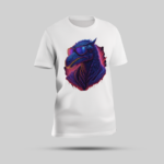 Bold Blue Lizard with Spectacles Graphic T-Shirt – White