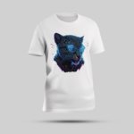 Blue Jaguar Spectacle Graphic White Round Neck T-Shirt for Men/Women