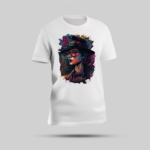 "Magical Girl" Graphic White Round Neck T-Shirt for Women