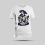 Bold Female Soldier Graphic White Round Neck T-Shirt