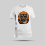 Bold Tiger Sunglass Print White Round Neck T-Shirt $18 $ 19