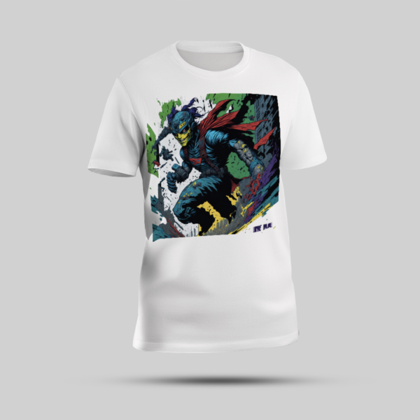 "A Running Superhero" Bold Print White Round Neck T-Shirt
