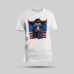 American Flag – White Round Neck T-Shirt"