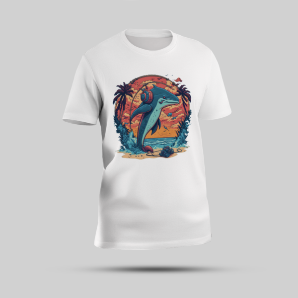 Blue Dolphin Headphone & Spectacles Graphic T-shirt