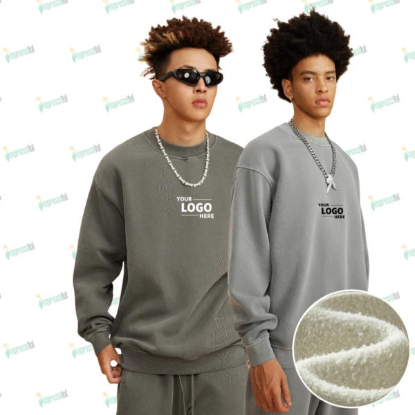 Men's Heavy Washed Velvet Round Neck Sweatshirt