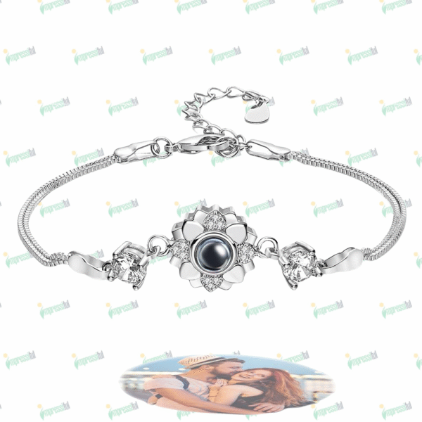 Custom Photo Projection Bracelet Flower Romantic Commemorate Gifts for Girlfriend