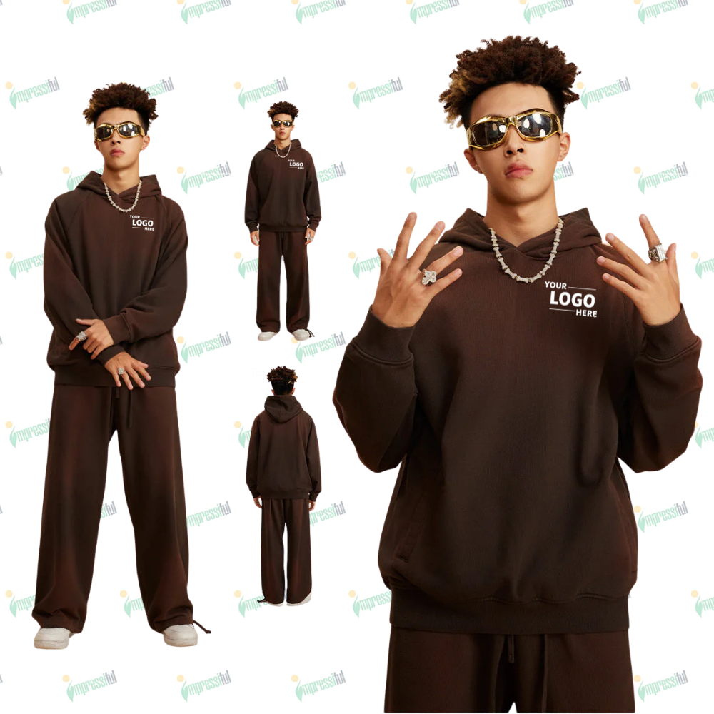 Untitled design (3) Wholesale Wear Heavy Washed Gradient and Velvet Hooded Loose Trendy Brand - Image 1