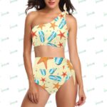 High Waisted One Shoulder Bikini Set (S16)