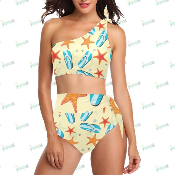 High Waisted One Shoulder Bikini Set (S16)