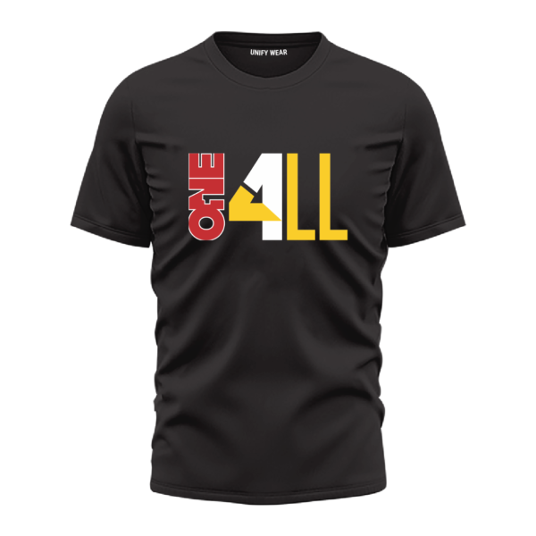 Black Round-Neck T-Shirt - "ONE FOR ALL"