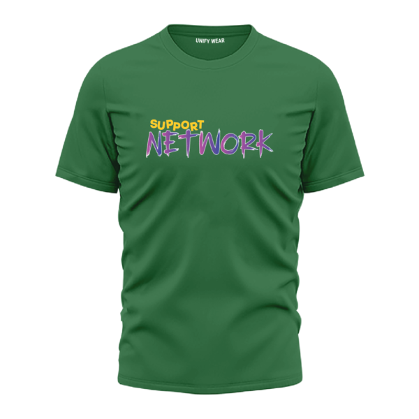 Green Round-Neck T-Shirt - "Support Network"
