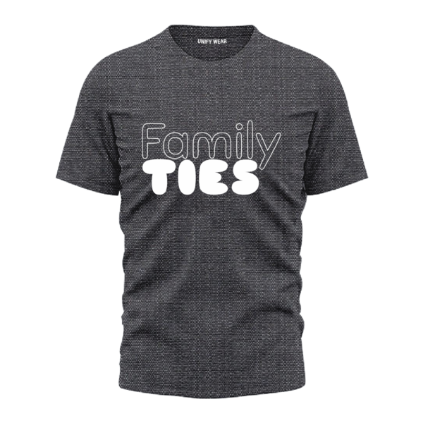 Blackish Grey Round-Neck T-Shirt - "FAMILY TIES"
