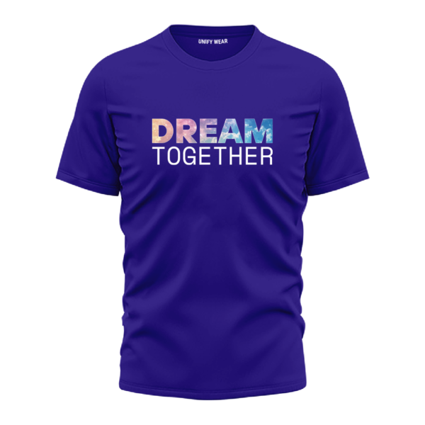 Blue Round-Neck T-Shirt - "DREAM TOGETHER"