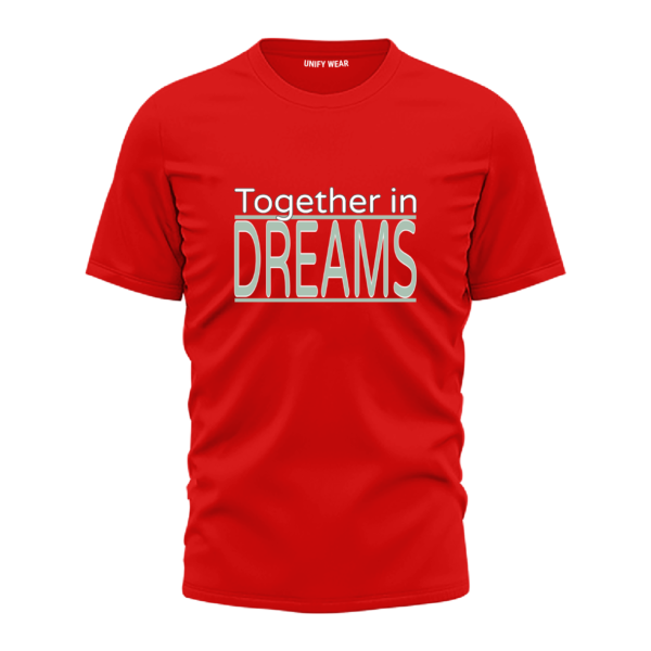 Red Round-Neck T-Shirt - "TOGETHER IN DREAMS"