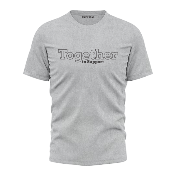 Off-White Round Neck T-Shirt - "Together in Support" Bold Text
