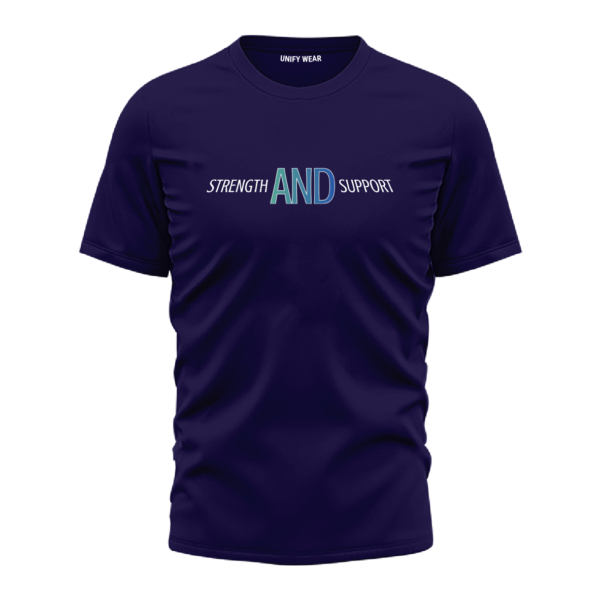 Purple Round Neck T-Shirt - "Strength and Support" Bold Text