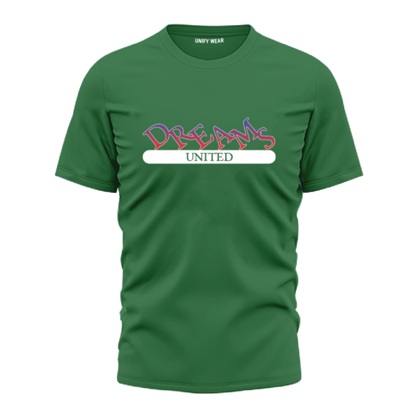 Green Round Neck T-Shirt - "Dreams United" Bold Text