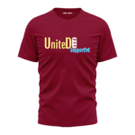 Brown Round Neck T-Shirt - "United and Supportive" Bold Text
