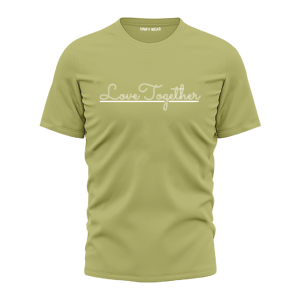 Olive Green Round Neck T-Shirt - "Love Together" Bold Text