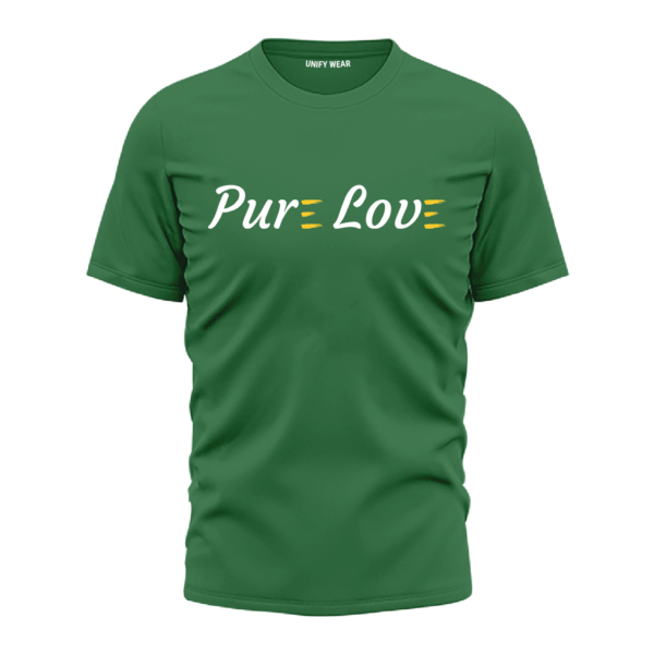 Green Round Neck T-Shirt - "Pure Love" Bold Text