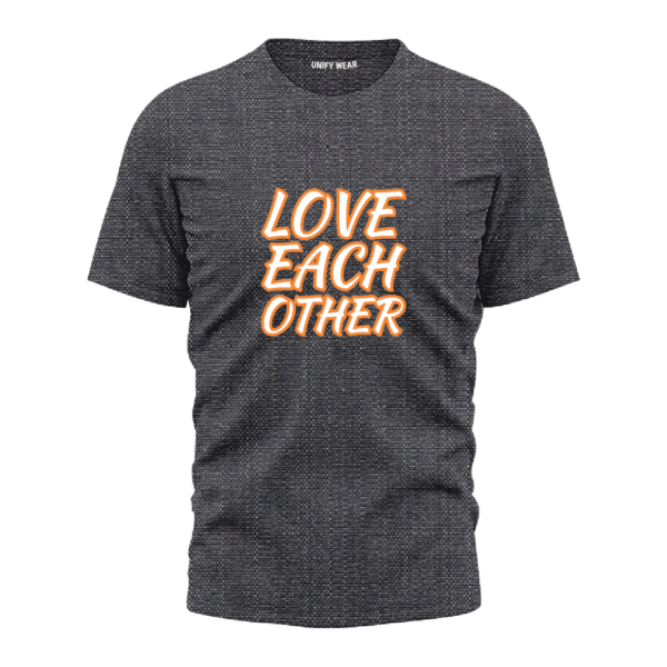 Black Round Neck T-Shirt - "Love Each Other" Bold Text