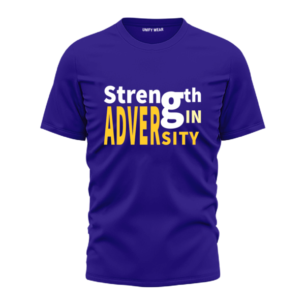 Strength in Adversity Blue Round Neck T-Shirt