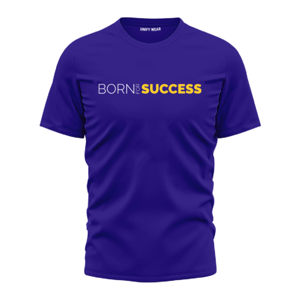 Blue Round Neck T-Shirt - "Born For Success" Bold Text