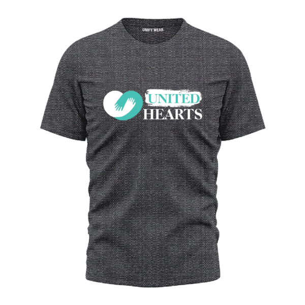 United Hearts Black Round Neck T-Shirt