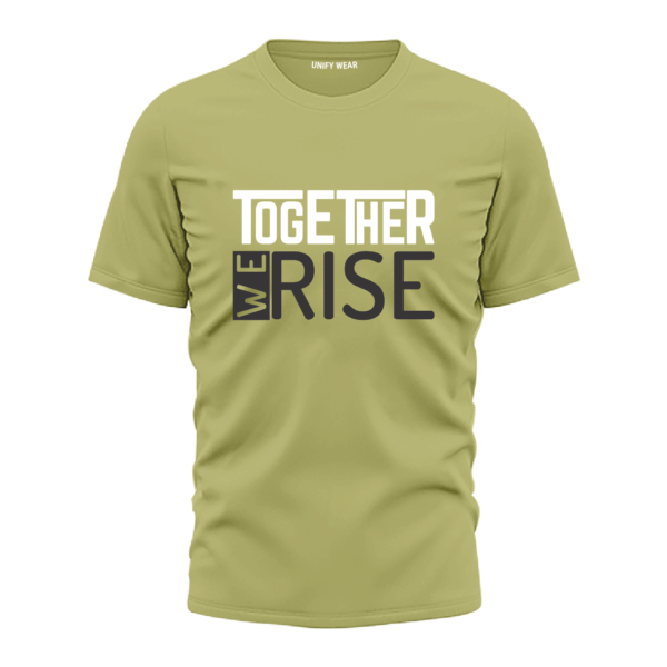 Lime Green Round Neck T-Shirt with "Together We Rise" Graphic Print