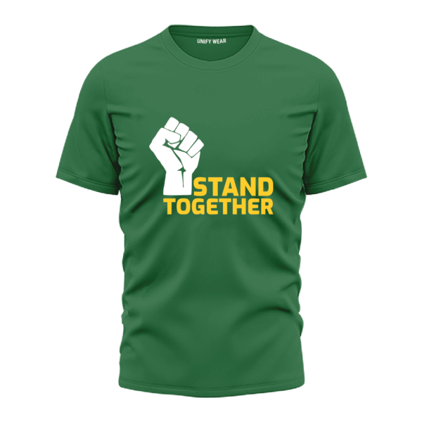 Green Round Neck T-Shirt with "Stand Together" Graphic Print