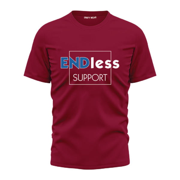 Maroon Round Neck T-Shirt - "Endless Support" Bold Print