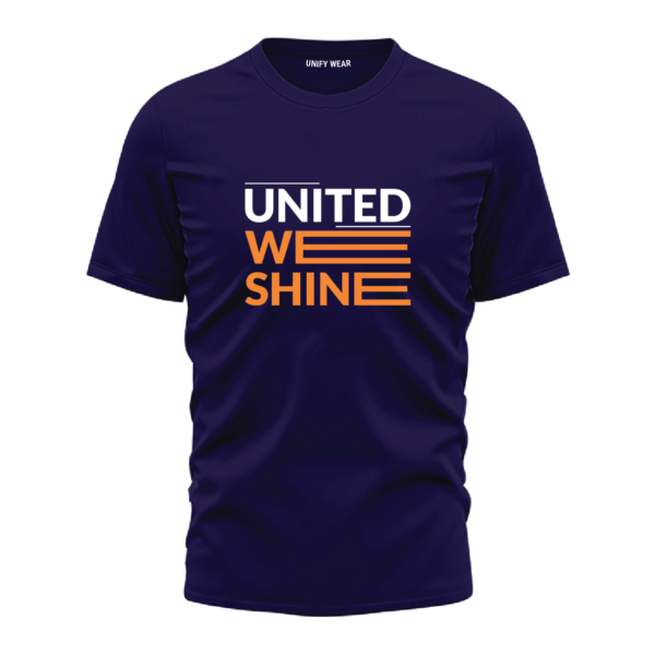 Blue Round Neck T-Shirt - "United We Shine" Bold Print