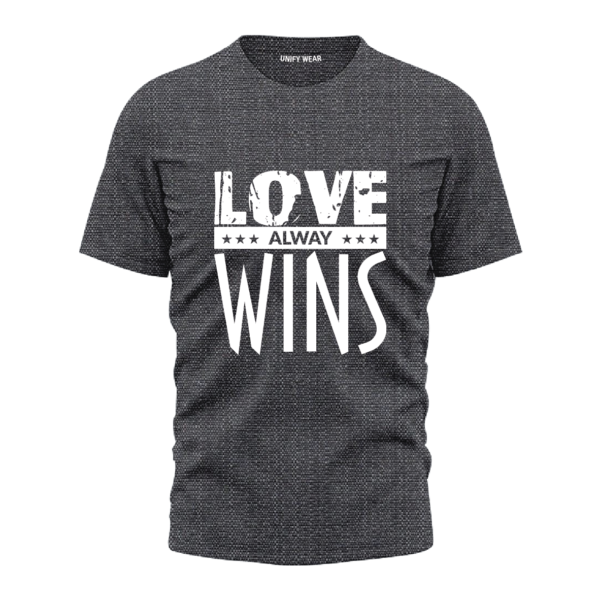 Black Check Round Neck T-Shirt - "Love Always Wins" Bold Print