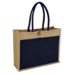 Jute Bag with Canvas Pocket - Image 2