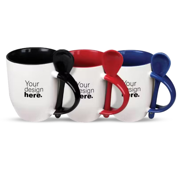 Two-Tone Ceramic Mug with Spoon