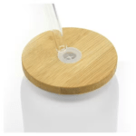 Frosted Glass Bottle with Straw - Image 3