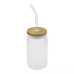 Frosted Glass Bottle with Straw - Image 5