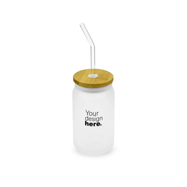 Frosted Glass Bottle with Straw