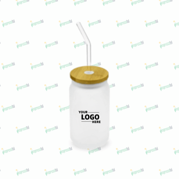 Frosted Glass Bottle with Straw