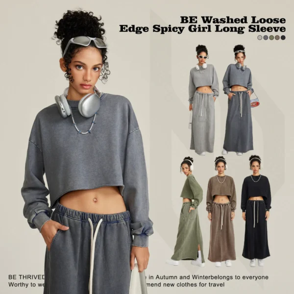 Women's Relaxed Washed Edge Crop Top
