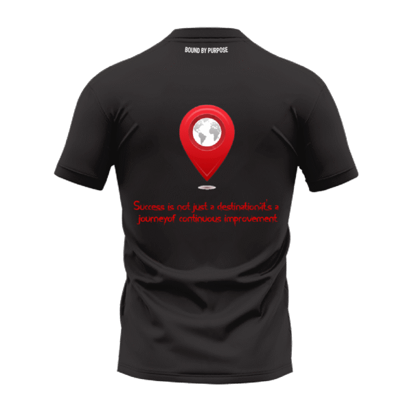 Black Round Neck T-Shirt - "Success Is Not Just a Destination, It’s a Journey of Continuous Improvement" Bold Text