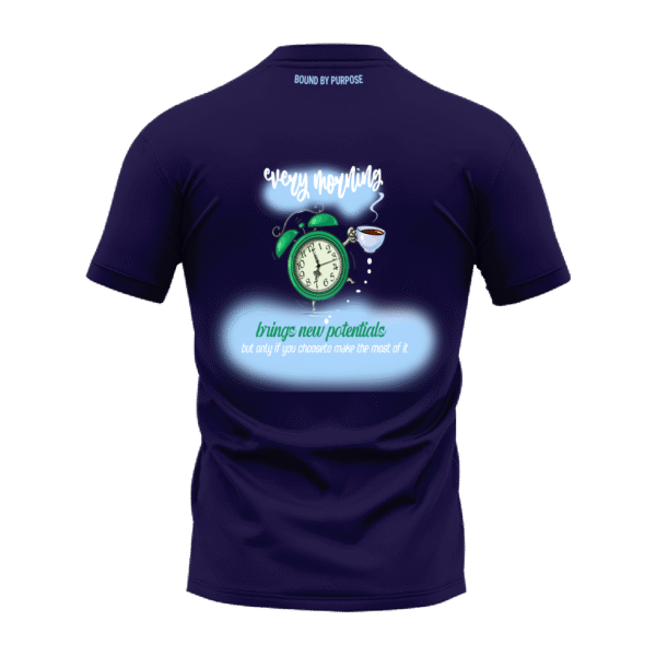 Dark Blue Round Neck T-Shirt - "Every Morning Brings New Potentials"
