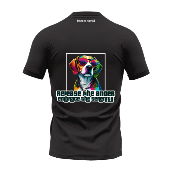 Black Round Neck T-Shirt - "Release the Anger, Embrace the Serenity" Bold Text
