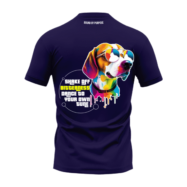 Dark Blue Round Neck T-Shirt - "Shake Off Bitterness, Dance to Your Own Tune"