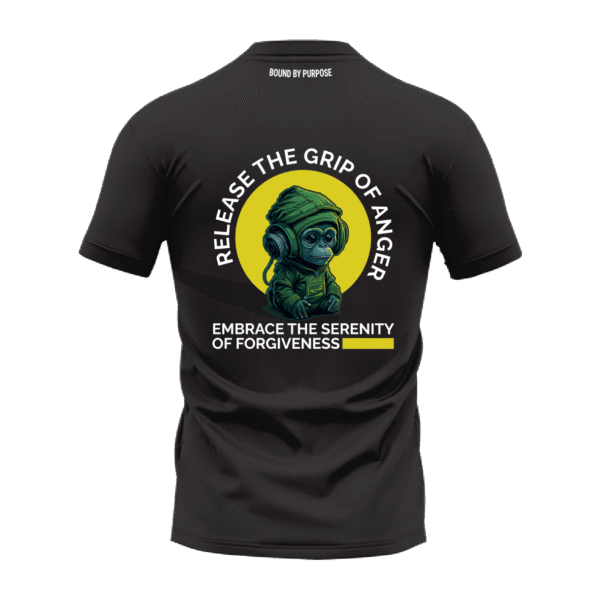 Black Round Neck T-Shirt - "Release the Grip of Anger" Bold Text