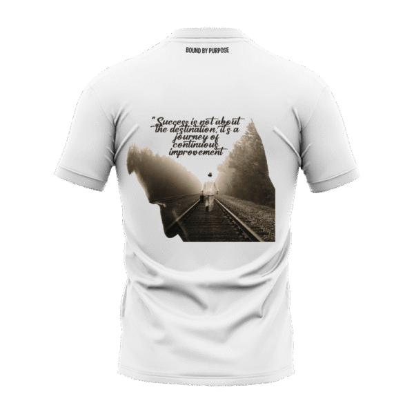 White Round Neck T-Shirt - "Success Is a Journey"